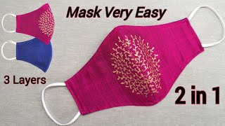 Very Easy New Style Pattern Mask  Face Mask Sewing Tutorial  How to Make Face Mask at Home [upl. by Gillan855]