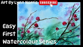 Lets Watercolour Paint Super Easy Hawthorne Berries [upl. by Wilhide]