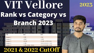 VIT Vellore 2023 Expected Cutoff  Rank vs Branch vs Category vs Campus 2022 amp 2021  VITEEE Result [upl. by Azilem668]