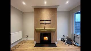 Fireproof chimney breast construction with wood burning stove and twin wall flue system in Windsor [upl. by Lemhaj]