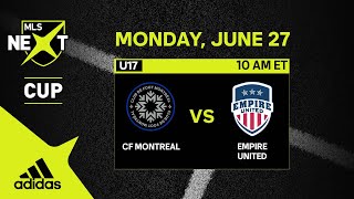 U17 MLS NEXT Cup CF Montreal vs Empire United  June 27 2022  FULL GAME [upl. by Nitreb]