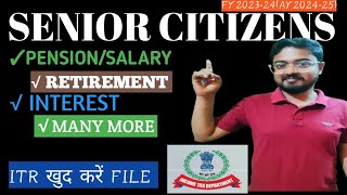 Income Tax Return Filing AY 2024 2025 for Senior Citizens How to file ITR [upl. by Noemys]