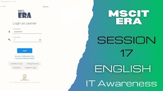 MSCIT ERA Session 17  mscit IT Awareness Era session 17 in English [upl. by Alleiram]