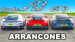 Porsche 911 GT2 RS vs Turbo S vs GT3 ARRANCONES [upl. by Bucher449]