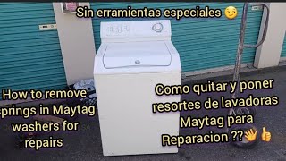 como quitar tina de lavadoras maytag como quitar los resortes how to remove tub and springs maytag [upl. by Ennylhsa]