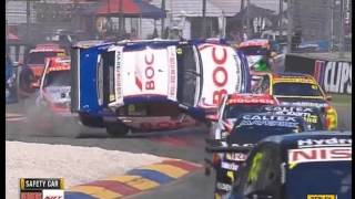 2014 Clipsal 500 Jason Bright Crash  all the camera angles [upl. by Goerke]