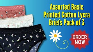 Assorted Basic Flower leaf pattern briefs pack of 3 [upl. by Rudwik]