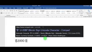 Type Unicode Symbol Bitcoin ₿ in Microsoft Word [upl. by Enitsua263]