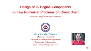 DME II Few Numerical Problems on Design of Crank Shaft [upl. by Nyleaj]