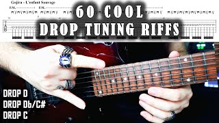 60 Cool Drop Tuning Guitar Riffs To Learn  With Tabs [upl. by Ihdin]