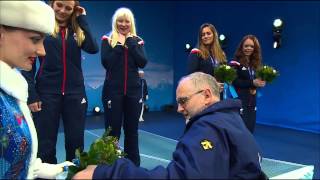 Womens superG visually impaired Victory Ceremony  Alpine skiing  Sochi 2014 Paralympics [upl. by Nalyad633]