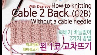 이브냥 대바늘 기초 왼1코 교차뜨기 보조 바늘없이 꽈배기 뜨기 Without a cable needle Cable 2 Back C2B [upl. by Sherri]