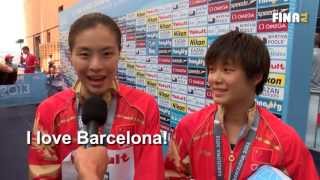 BCN2013 Wu Minxia CHN winner of womens 3m synchro springboard [upl. by Persson267]