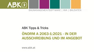 TippsampTricks ÖNORM A 206312021  in der Ausschreibung und im Angebot [upl. by Hackney]