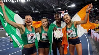 Ireland claimed the silver medal in the womens 4x400m relay final at the Europeans in Rome [upl. by Boone]