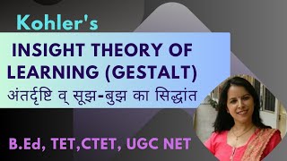 Insight Theory Of Learning Gestalt Theory by Kohler अंतर्दृष्टि व् सूझबुझ का सिद्धांत [upl. by Ylluz]