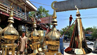 Craftsman Making Beautiful Mosque Tower from Golden Sheets with Amzing Skill [upl. by Brindell]