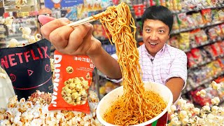 24 Hours Eating ONLY Korean Convenience Store Food amp NETFLIX Popcorn  CU vs GS25 in South Korea [upl. by Ahola]