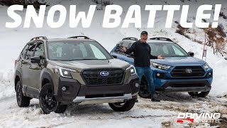 Snow Battle Subaru Forester Wilderness vs Toyota RAV4 TRD OffRoad [upl. by Helm]