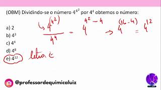 OBM Dividindose o número 442  por 44 obtemos o númeroa 2b 43c 44d 48e 412 [upl. by Yhtnomit]