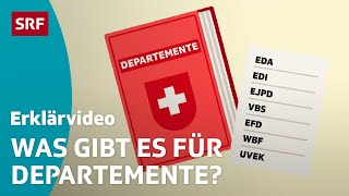 Departemente des Schweizer Bundesrats – einfach erklärt  Kindervideos  SRF Kids [upl. by Atiuqat998]