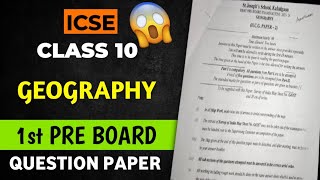 ICSE  Geography  Class 10  Pre Board Question Paper  2023  2024 [upl. by Redep]