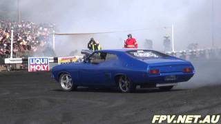 BLOWN V8 FORD XB COUPE  PSYCLONE  BURNOUT AT SUMMERNATS 25 [upl. by Padriac664]