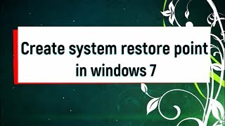 Create system restore point in windows 7  8 10 By Internet World [upl. by Vitek]