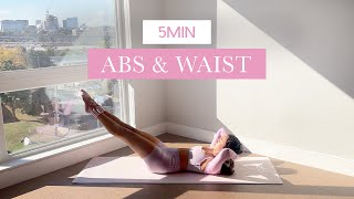 5MIN Ab amp Waist Pilates  daily express tone amp sculpt  beginner friendly  verbal cues [upl. by Elstan]