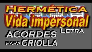 ♪♫ Letra Acordes BIEN DETALLADOS Cómo tocar con guitarra Vida impersonal Hermetica Tutorial acústico [upl. by Orabla]