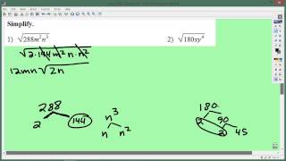 MBM Simplifying Monomials Square Roots [upl. by Donn217]