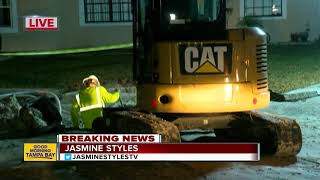 Water main break causes 10foot hole in Citrus Park neighborhood [upl. by Lerred433]