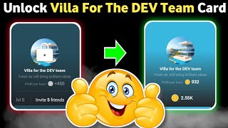 How to Unlock Villa for the DEV Team Card hamster kombat  daily combo card Villa for the DEV Team [upl. by Thin]