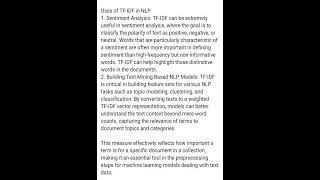 TFIDFTerm frequency Inverse document frequencyworkinguses and calculationnlpidftermfrequency [upl. by Brosy515]