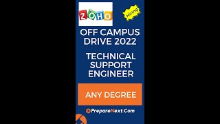 Technical Support Engineer  ZOHO Corp Off Campus Drive 2022  Chennai [upl. by Ssew]