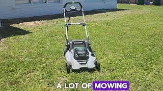 How much can an Ego mower cut with a 5ah battery [upl. by Navarro404]