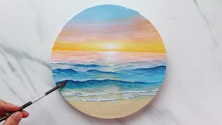 How to Paint a MIND BLOWING PASTEL SEASCAPE during Sunrise Beach Painting Tutorial for Beginners [upl. by Ait]