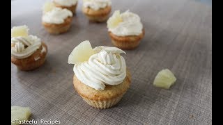 Pina Colada Cupcakes Recipe  Coconut Buttercream Frosting⎟Tasteeful Recipes [upl. by Fredrika677]