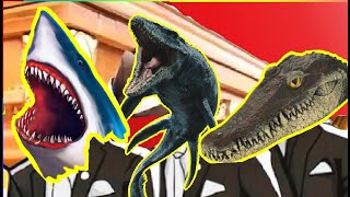 Megalodon Vs Mosasaurs Vs Alligator  Coffin Dance Meme Cover [upl. by Notsua]