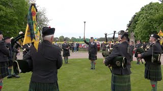 Farewell to Camraw amp Drum Salute by Gordon Highlanders Drums and Pipes during Gordon Castle Games [upl. by Amat]