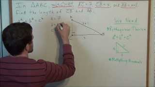 Finding the Missing Side of a Triangle using Pythagorean Theorem and quadratics  Geometry [upl. by Sommers]