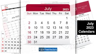 July 2023 Calendar  123FreeVectors [upl. by Cicily]