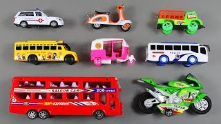 Transportation Vehicles toys with Double Decker Bus Sports Bike Police Bus Ambulance Toys 02 [upl. by Eenram753]