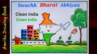 Swachh Bharat Abhiyan Poster Drawing for 👉 Competition Drawing  Swachhta Pakhwada Drawing Easy [upl. by Ahseia266]