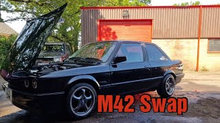 E30 to E36 M42 Engine Conversion  M40 auto to M42 Manual [upl. by Irodim319]