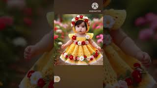 Chrochet baby frock designcrosia se baby frock design How to Make chrochet baby frock shortvideo [upl. by Goodman175]