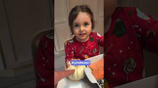 Toddler Talks Halloween Pumpkin while Marinating Salmon toddlerchef babygirl familyvlog [upl. by Leoline]