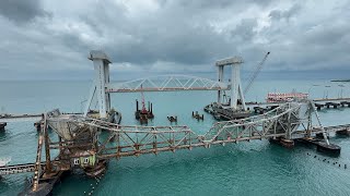 PAMBAN NEW BRIDGE 🌉 full open ADDITIONAL CENTRAL MANAGER INSPECTION [upl. by Hadwin745]