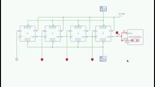 4bit decreasing asynchronous counter made of positive margine T flipflops [upl. by Rehptsirhc686]