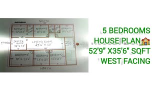 5 BEDROOMS HOUSE PLAN🏫 529quot X356quot SQFT WEST FACING [upl. by Chuch735]